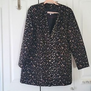 Nine West Wool Blend Coat Jacket Leopard Print Size Large